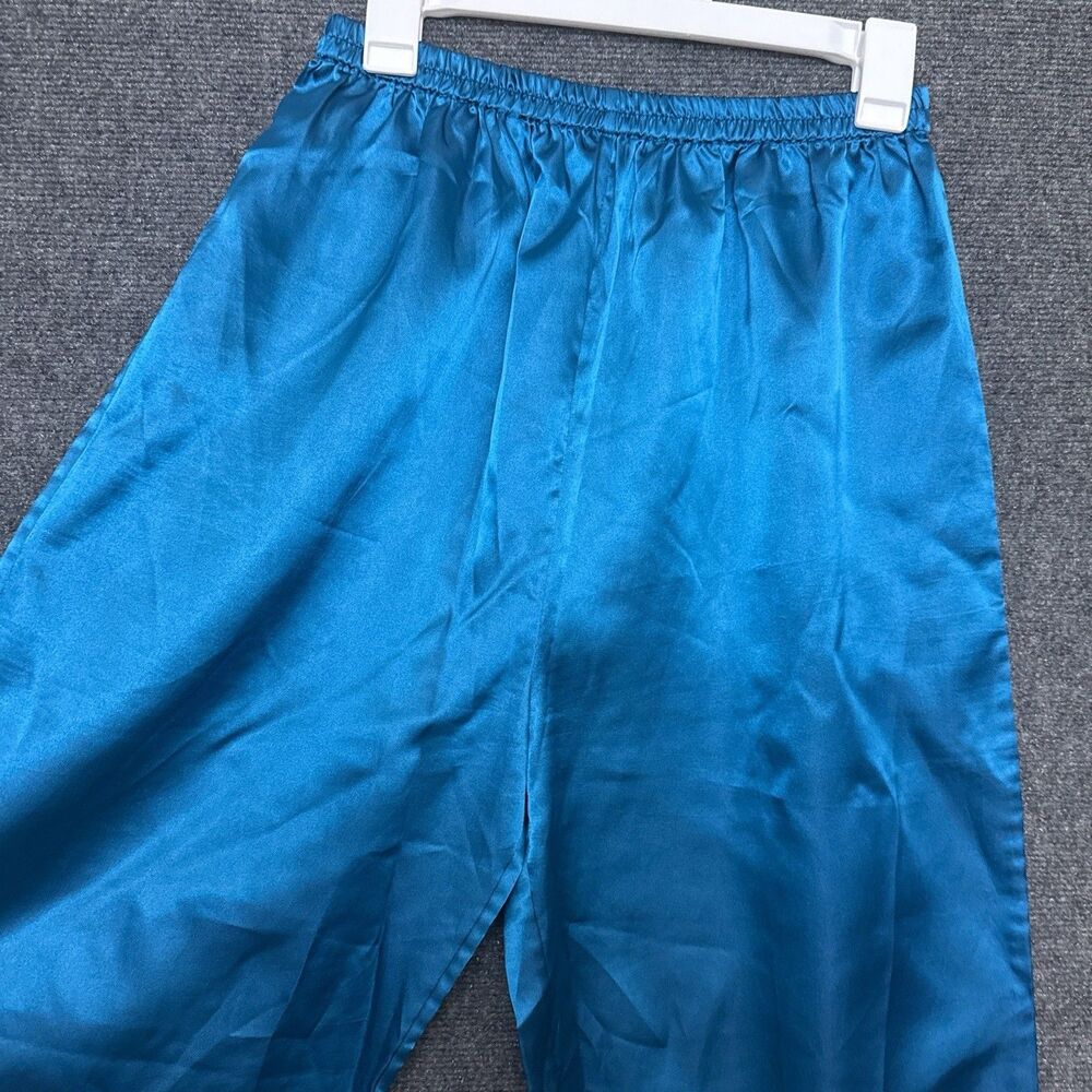 VTG Victorias Secret Afterhours Pajama Set M Blue Satin Sleeveless Gold Label - Picture 9 of 13